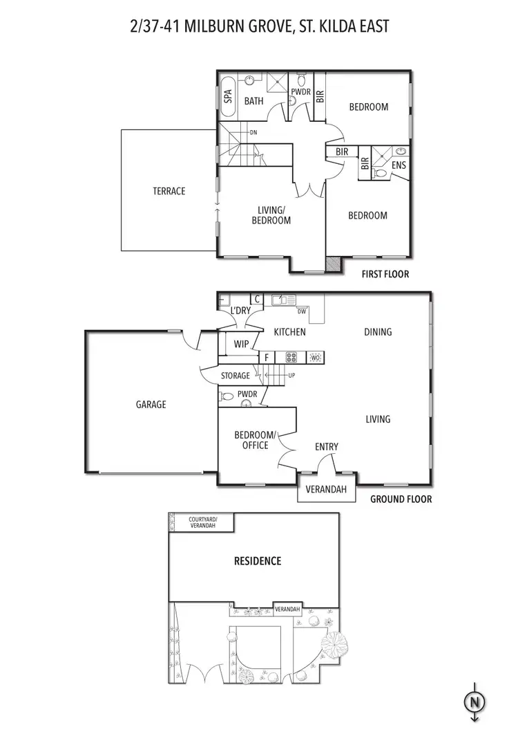 Floorplan of Homely townhouse listing, 2/37 Milburn Grove, St Kilda East VIC 3183