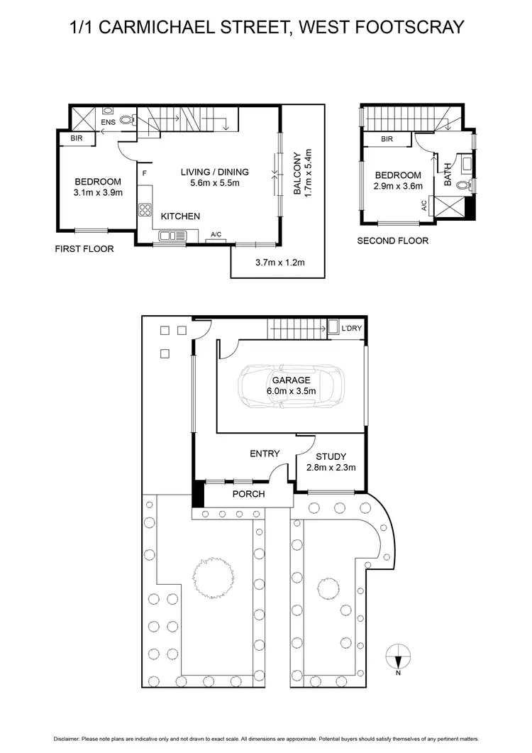 Floorplan of Homely townhouse listing, 1/1 Carmichael Street, West Footscray VIC 3012