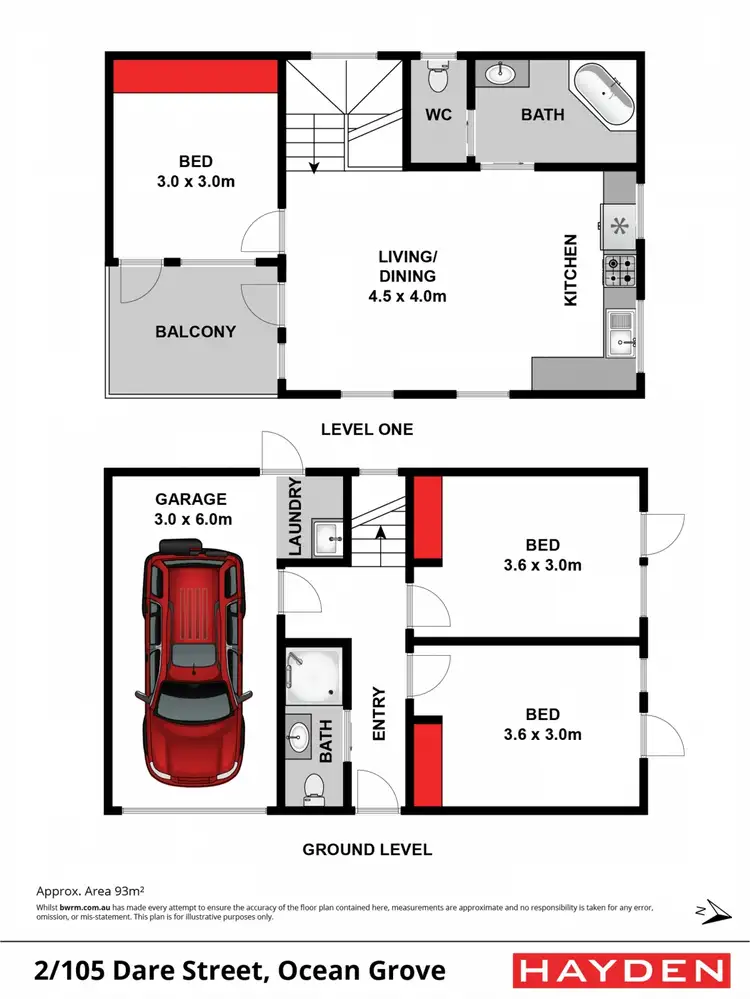 Floorplan of Homely townhouse listing, 2/105 Dare Street, Ocean Grove VIC 3226