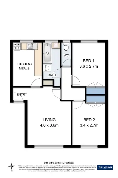 Floorplan of Homely flat listing, 2/23 Eldridge Street, Footscray VIC 3011