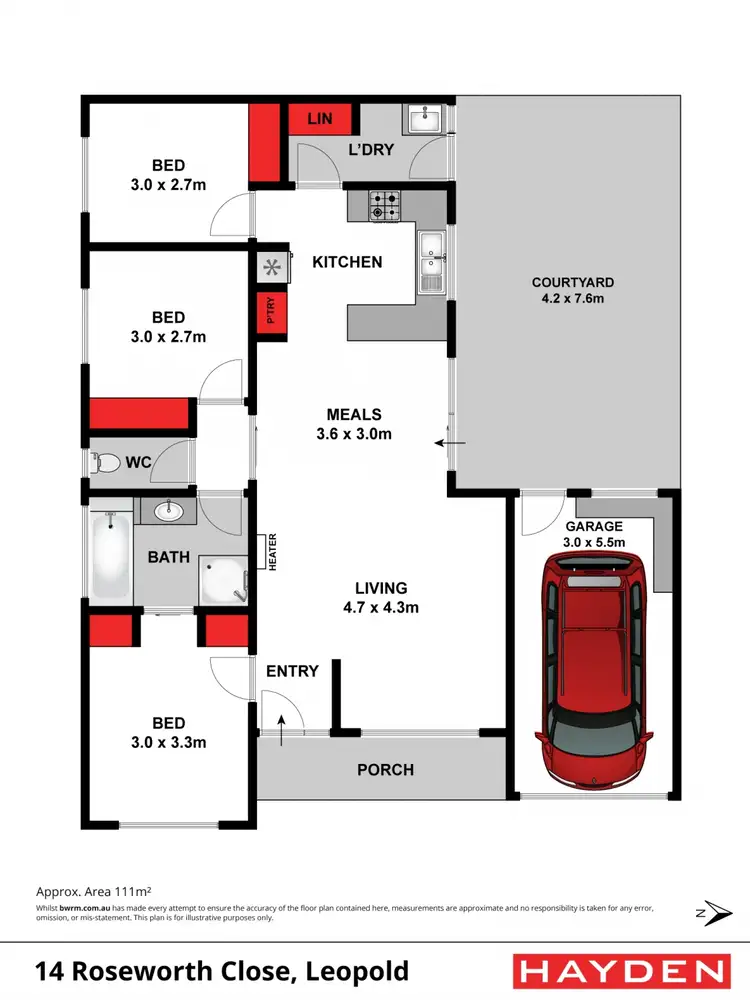 Floorplan of Homely house listing, 14 Roseworth Close, Leopold VIC 3224