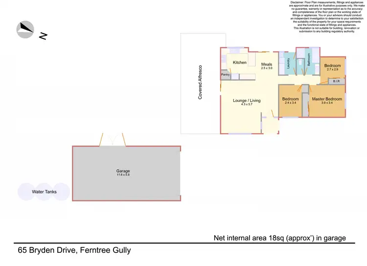 Floorplan of Homely house listing, 65 Bryden Drive, Ferntree Gully VIC 3156