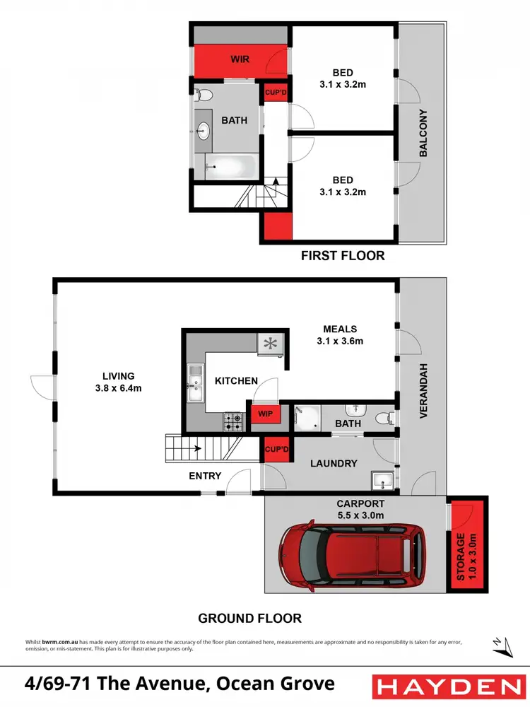 Floorplan of Homely unit listing, 4/69-71 The  Avenue, Ocean Grove VIC 3226