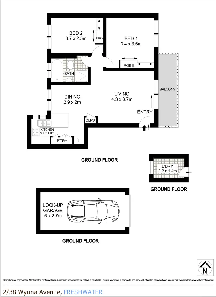 Floorplan of Homely apartment listing, 2/38 Wyuna Avenue, Freshwater NSW 2096