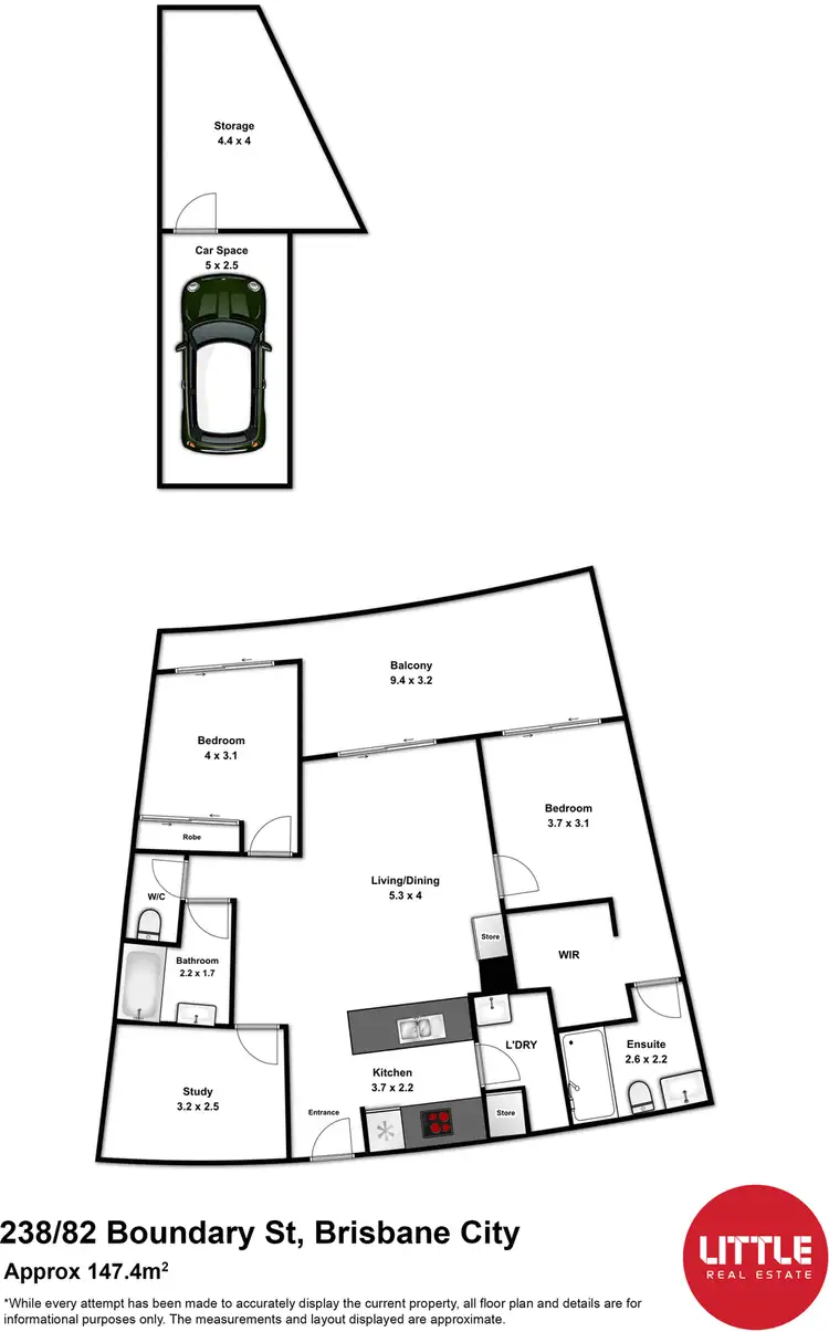 Floorplan of Homely apartment listing, 238/82 Boundary Street, Brisbane QLD 4000