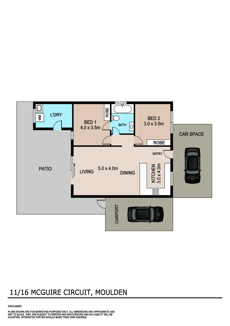 Floorplan of Homely unit listing, 11/16 Mcguire Circuit, Moulden NT 830