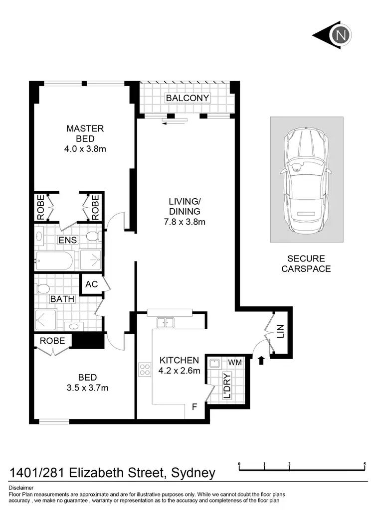Floorplan of Homely apartment listing, 1401/281 Elizabeth Street, Sydney NSW 2000