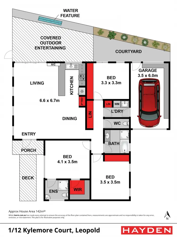 Floorplan of Homely unit listing, 1/12 Kylemore Court, Leopold VIC 3224