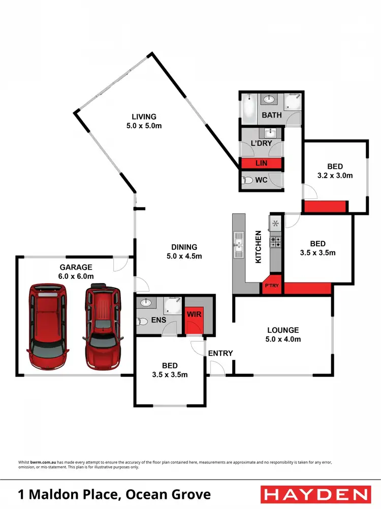 Floorplan of Homely house listing, 1 Maldon Place, Ocean Grove VIC 3226