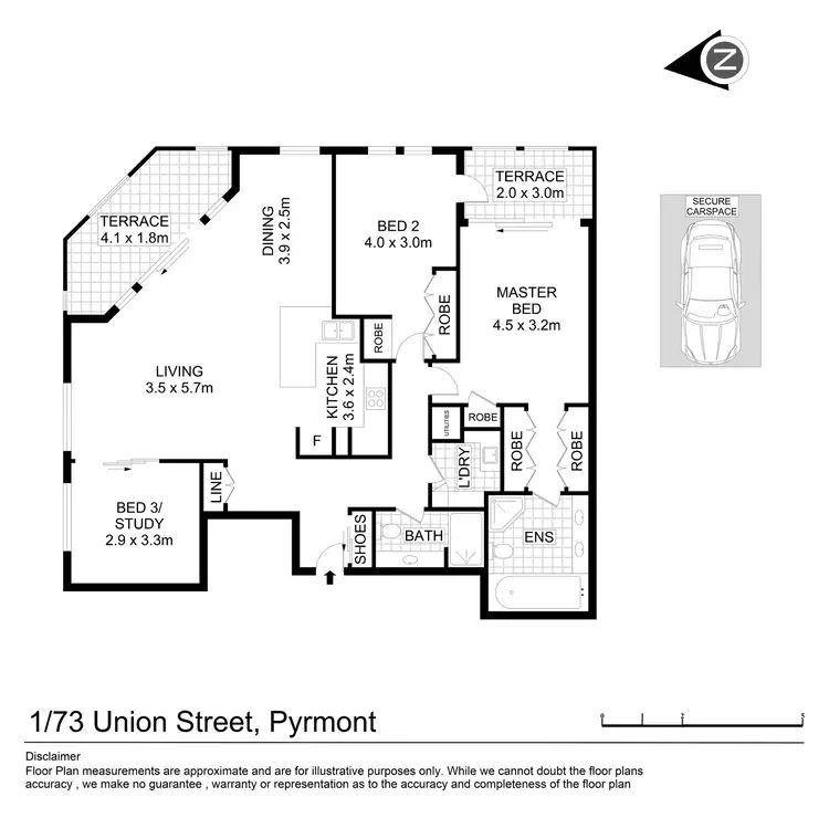 Floorplan of Homely apartment listing, 1/73 Union Street, Pyrmont NSW 2009
