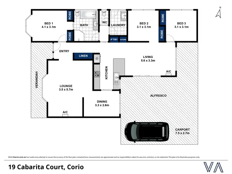 Floorplan of Homely house listing, 19 Cabarita Court, Corio VIC 3214