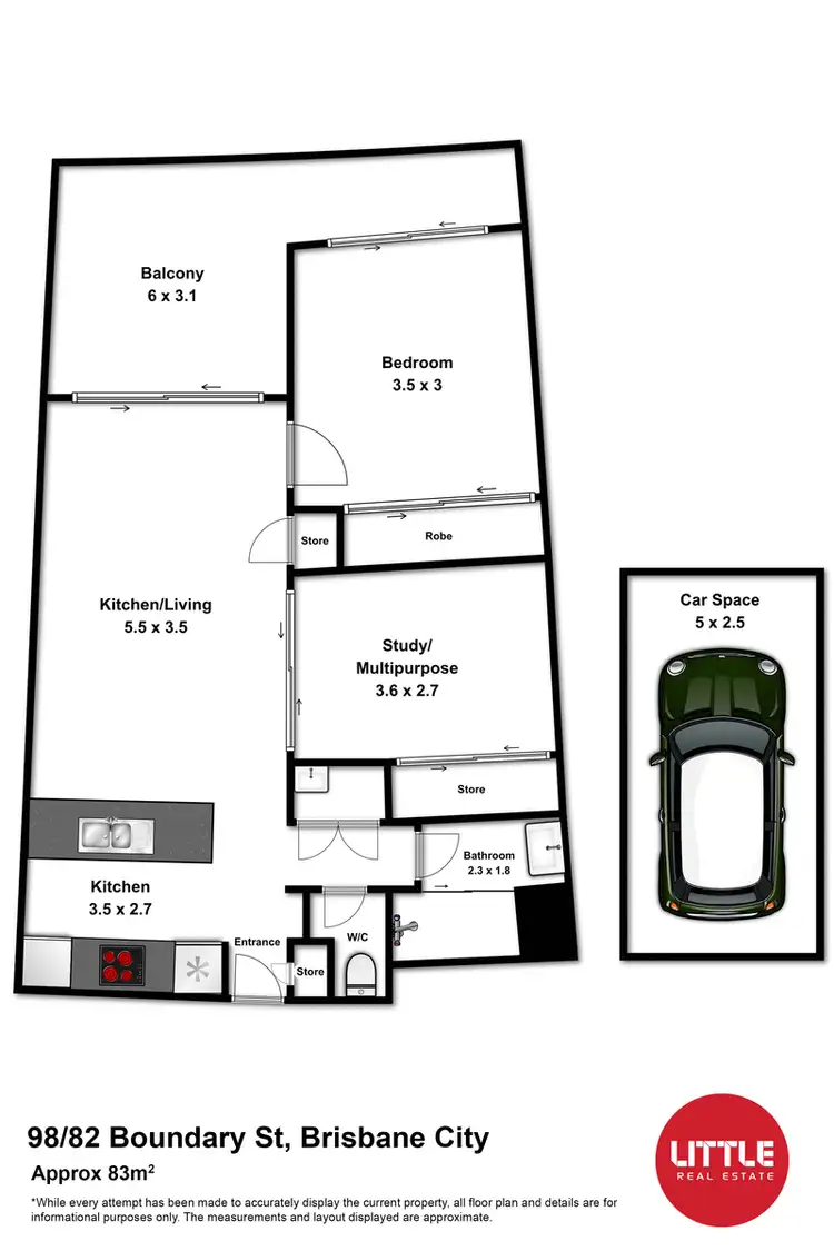 Floorplan of Homely apartment listing, 98/82 Boundary Street, Brisbane QLD 4000