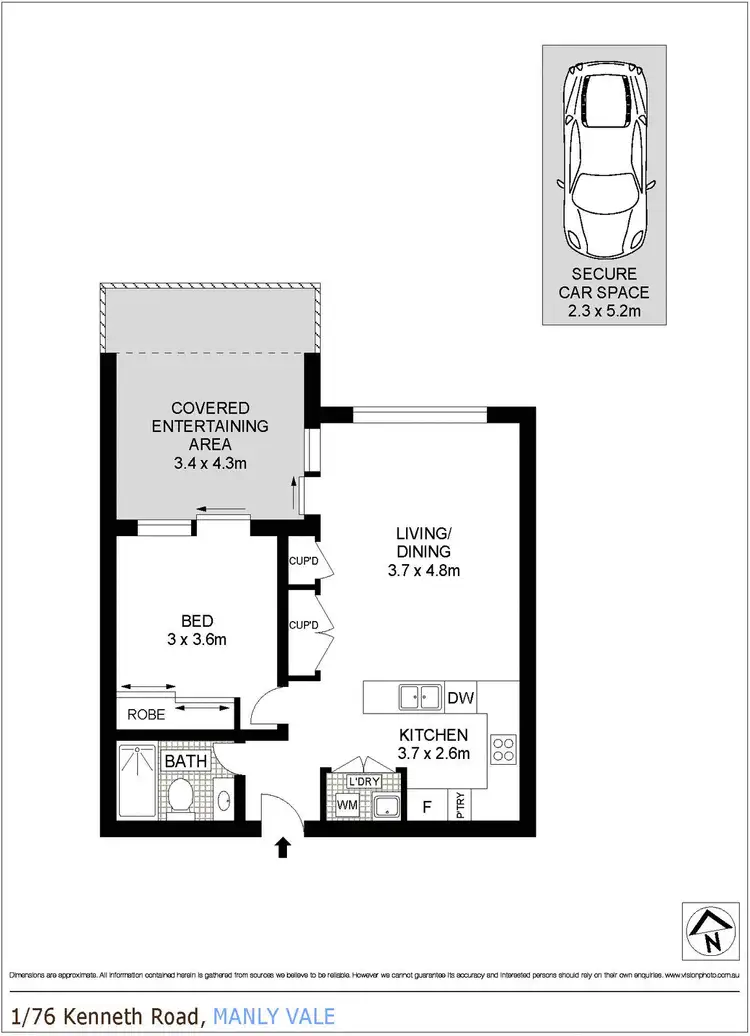 Floorplan of Homely apartment listing, 1/76 Kenneth Road, Manly Vale NSW 2093
