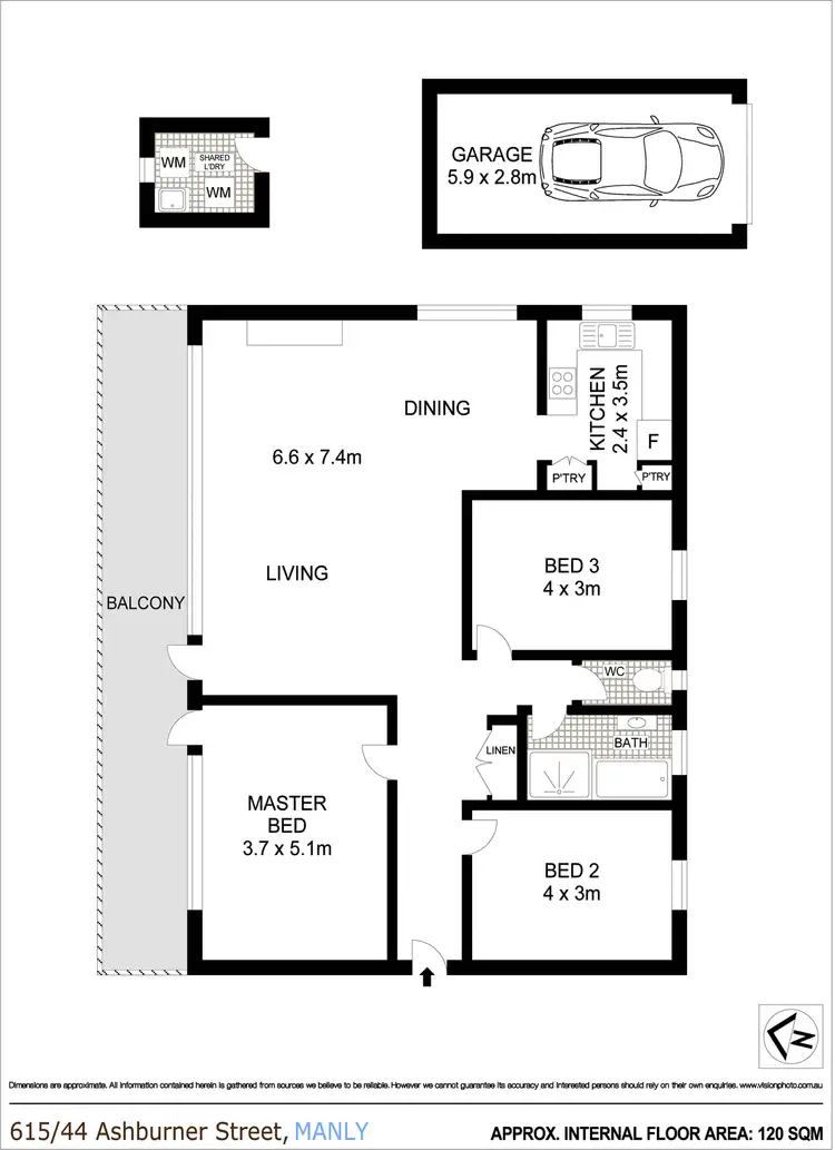 Floorplan of Homely apartment listing, 615/44 Ashburner Street, Manly NSW 2095