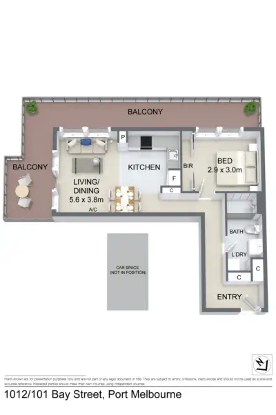Floorplan of Homely apartment listing, 1012/101 Bay Street, Port Melbourne VIC 3207