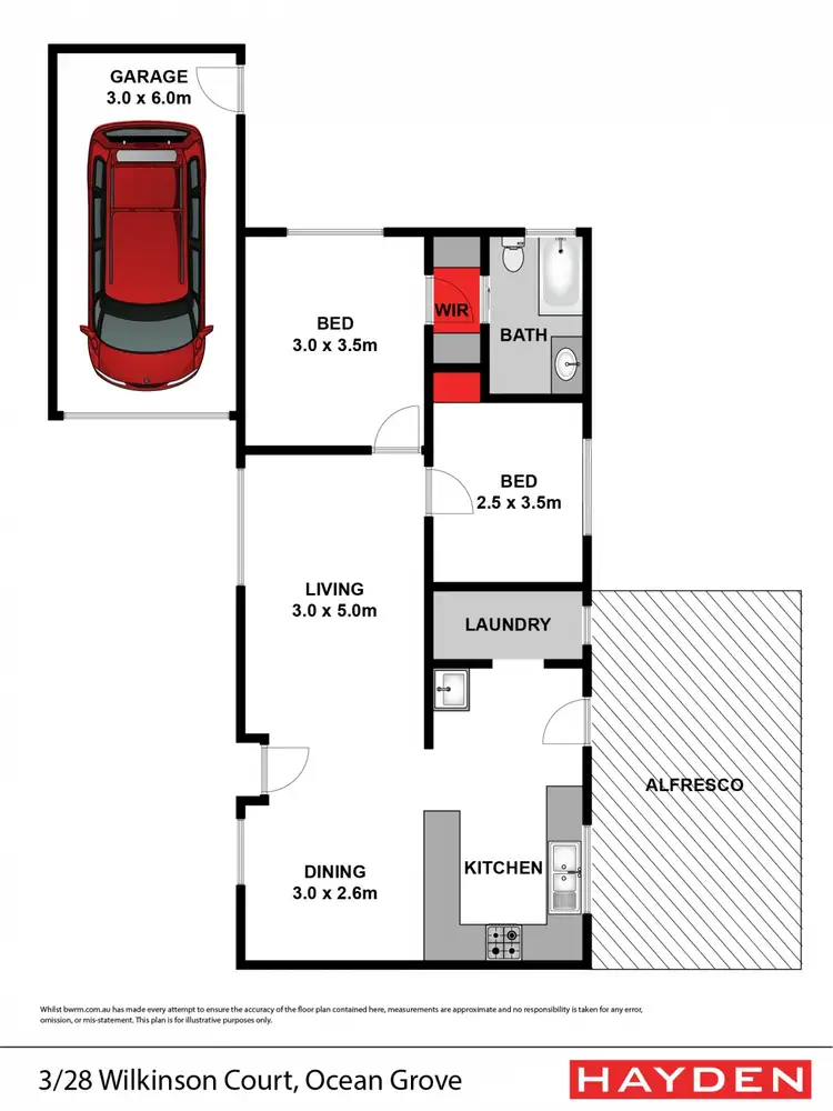 Floorplan of Homely unit listing, 3/28-30 Wilkinson Court, Ocean Grove VIC 3226