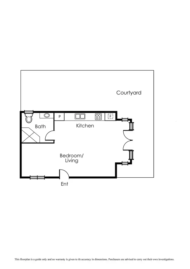 Floorplan of Homely studio listing, 1/1 Burnett Street, St Kilda VIC 3182