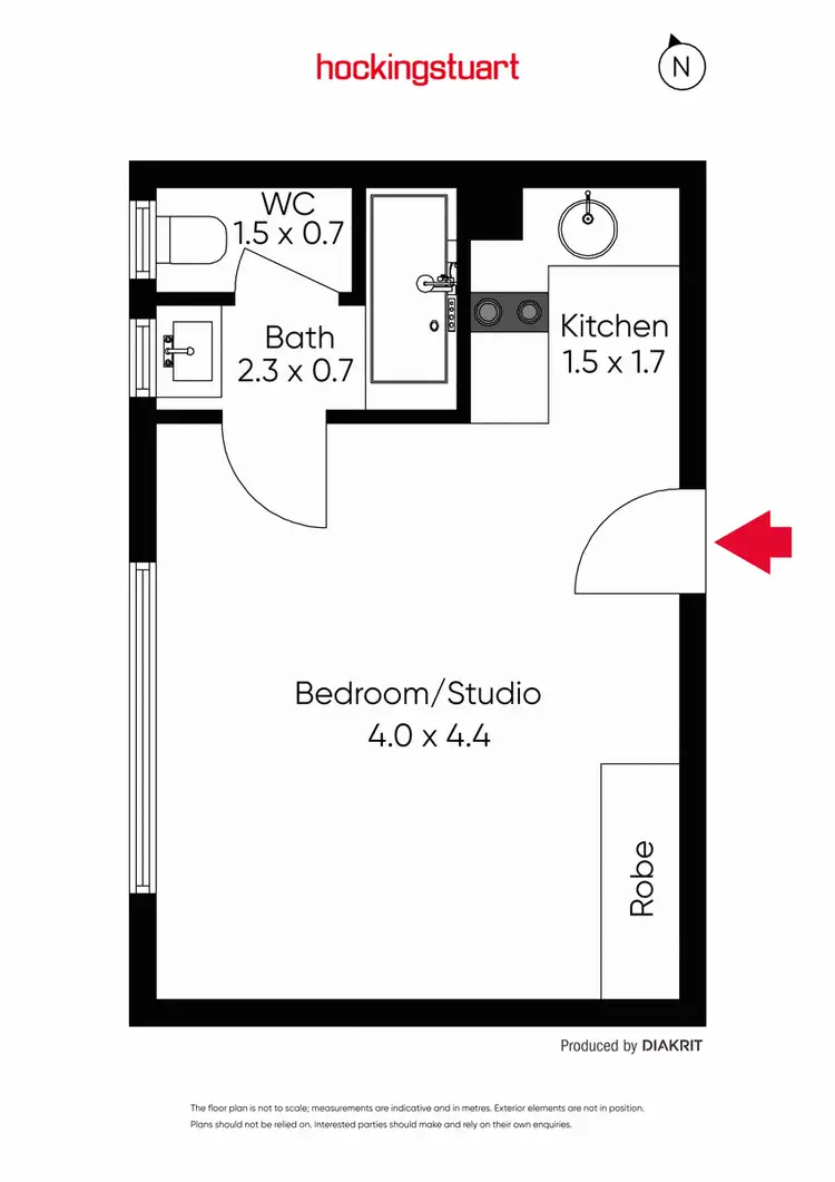 Floorplan of Homely studio listing, 4/42 Waterloo Crescent, St Kilda VIC 3182