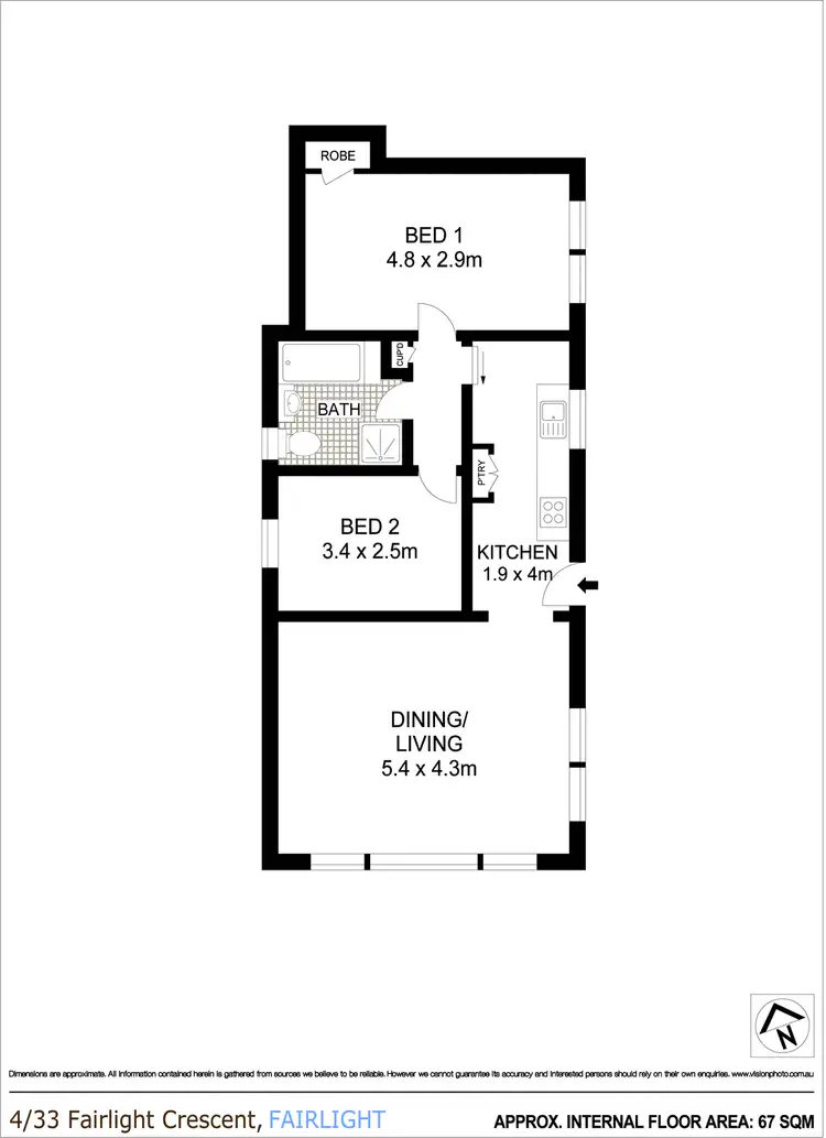 Floorplan of Homely apartment listing, 4/33 Fairlight Crescent, Fairlight NSW 2094