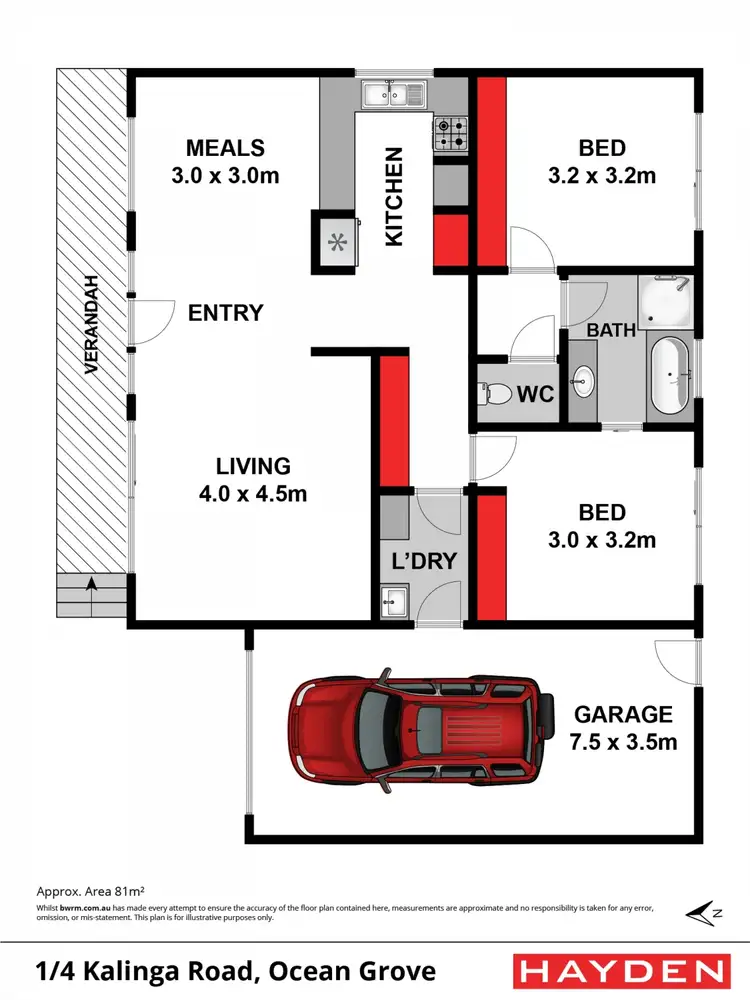 Floorplan of Homely townhouse listing, 1/4 Kalinga Road, Ocean Grove VIC 3226