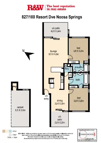 Floorplan of Homely apartment listing, 827/100 Resort Drive, Noosa Springs QLD 4567