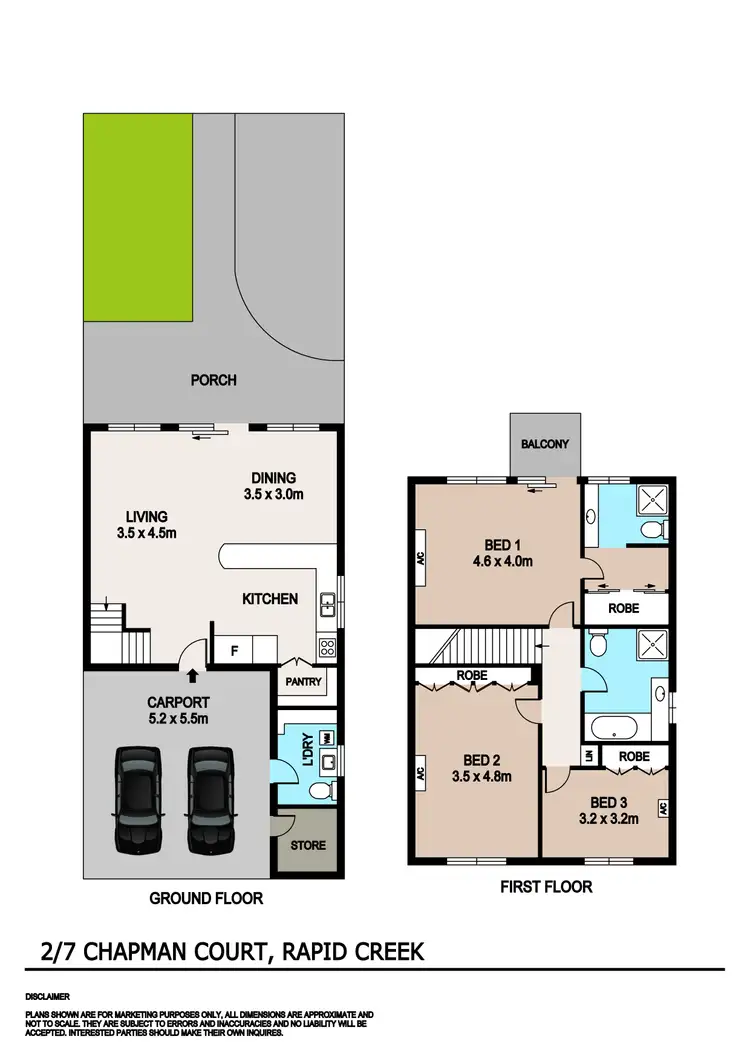 Floorplan of Homely townhouse listing, 2/7 Chapman Court, Rapid Creek NT 810