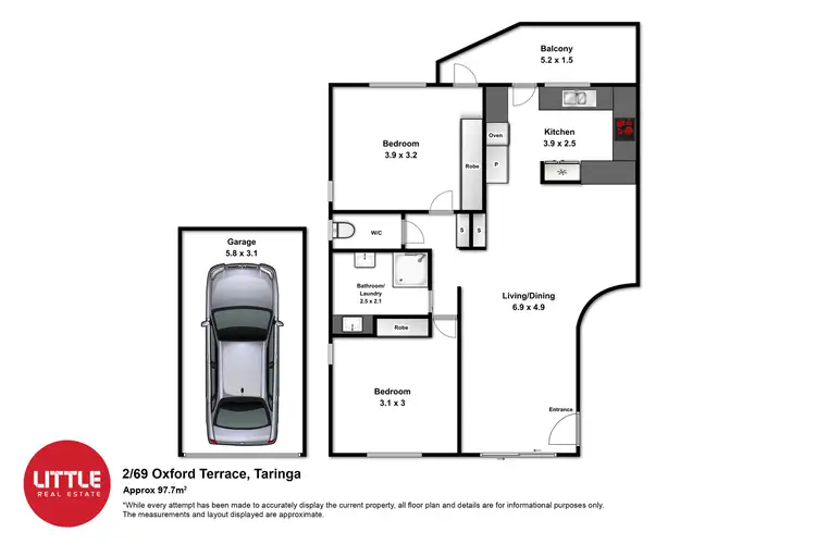Floorplan of Homely apartment listing, 2/69 Oxford Terrace, Taringa QLD 4068