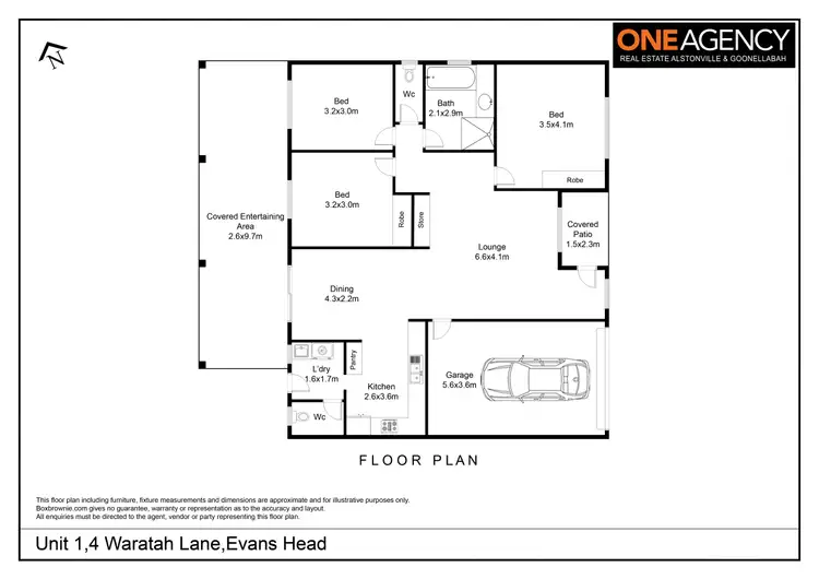 Floorplan of Homely unit listing, 1/4 Waratah Lane, Evans Head NSW 2473