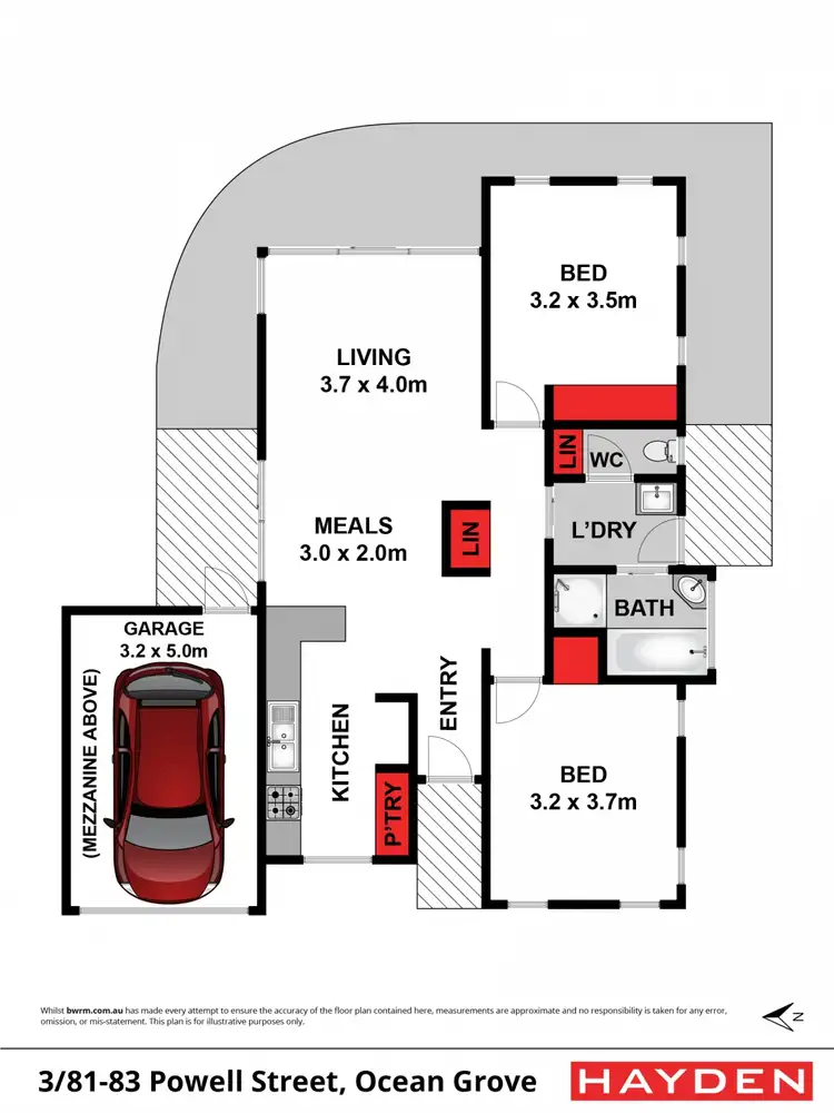 Floorplan of Homely unit listing, 3/81-83 Powell Street, Ocean Grove VIC 3226