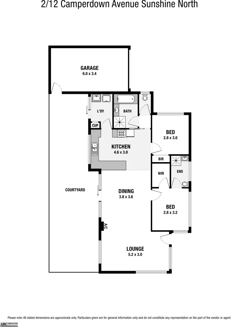 Floorplan of Homely unit listing, 2/12 Camperdown Avenue, Sunshine North VIC 3020