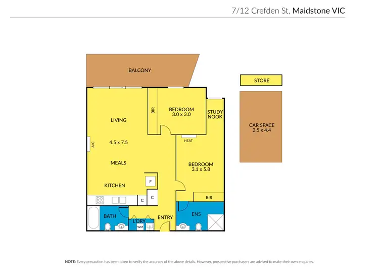Floorplan of Homely apartment listing, 7/12 Crefden Street, Maidstone VIC 3012
