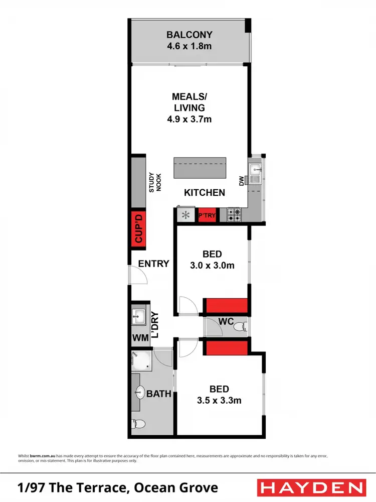 Floorplan of Homely townhouse listing, 1/97 The Terrace, Ocean Grove VIC 3226