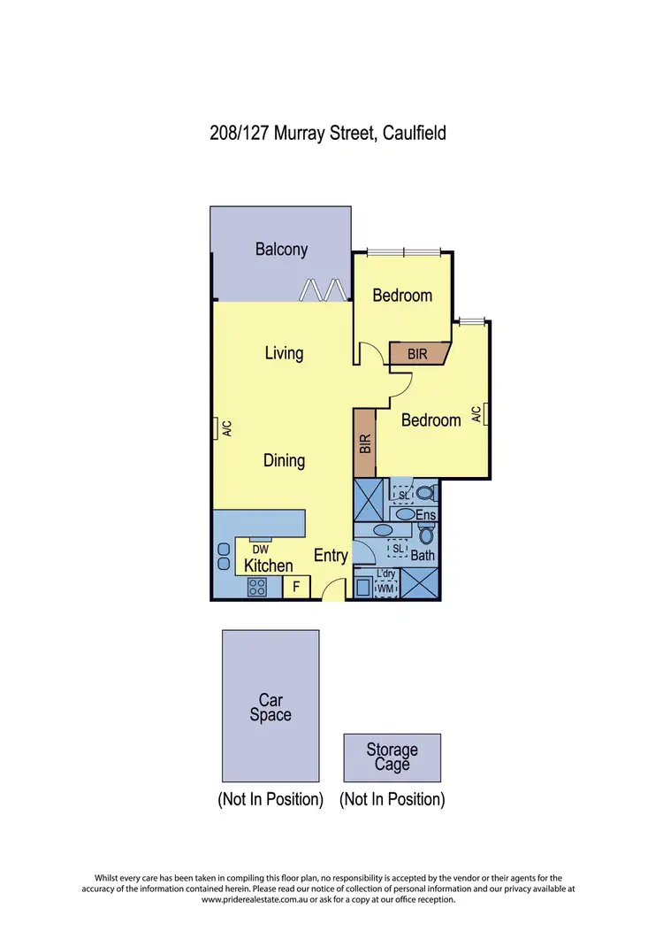 Floorplan of Homely apartment listing, 208/127 Murray Street, Caulfield VIC 3162
