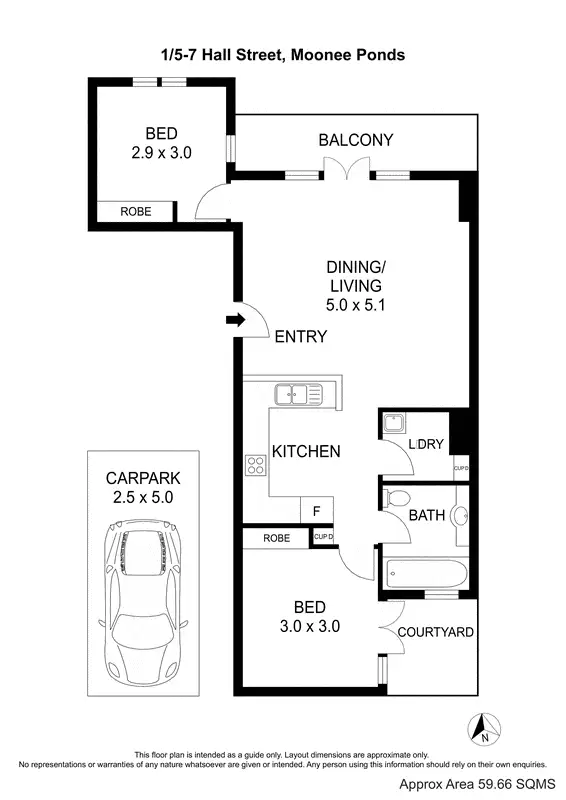 Floorplan of Homely apartment listing, 1/5-7 Hall Street, Moonee Ponds VIC 3039