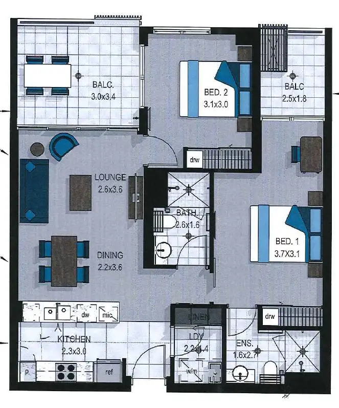 Floorplan of Homely unit listing, 1301/4 Kurringal Court, Fannie Bay NT 820