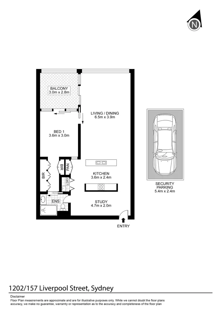 Floorplan of Homely apartment listing, 1202/157 Liverpool Street, Sydney NSW 2000