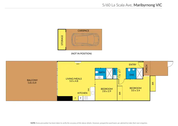 Floorplan of Homely apartment listing, 5/60 La Scala Avenue, Maribyrnong VIC 3032