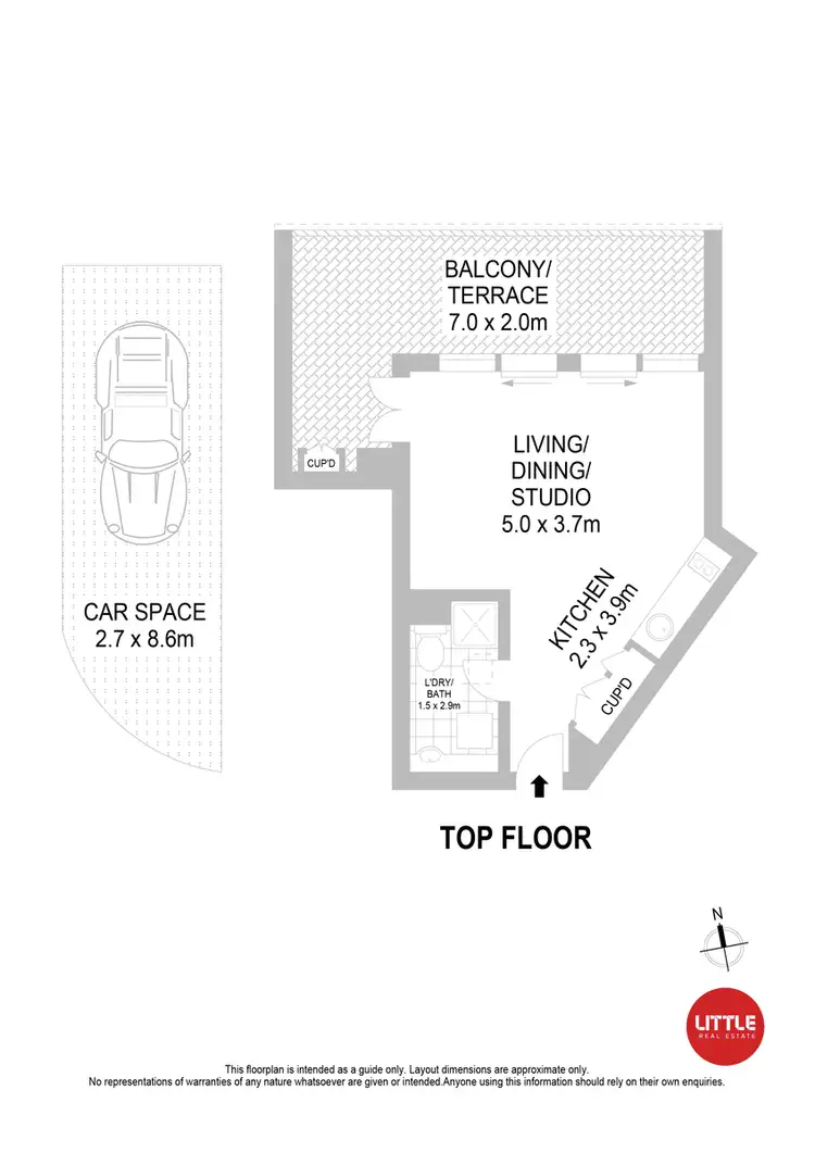 Floorplan of Homely studio listing, 40/14-16 O'Brien Street, Bondi Beach NSW 2026