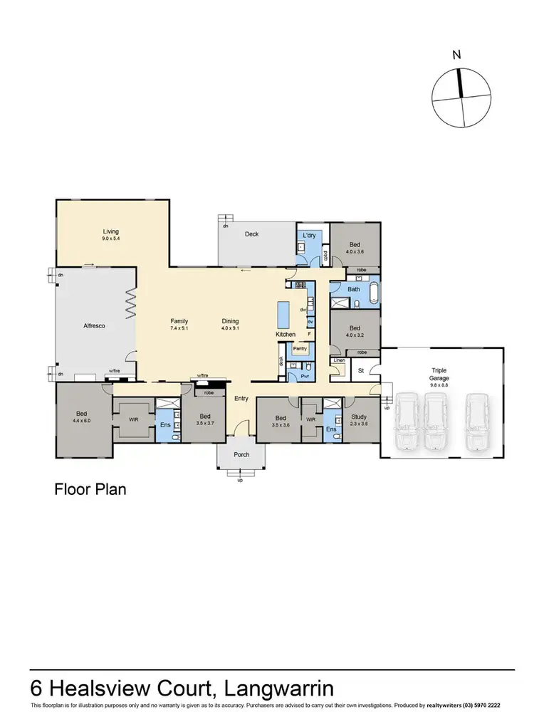 Floorplan of Homely rural property listing, 6 Healsview Court, Langwarrin South VIC 3911