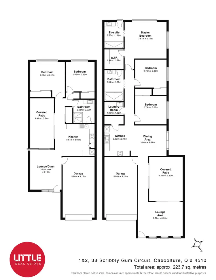 Floorplan of Homely semi-detached listing, 1&2/38 Scribbly Gum Circuit, Caboolture QLD 4510