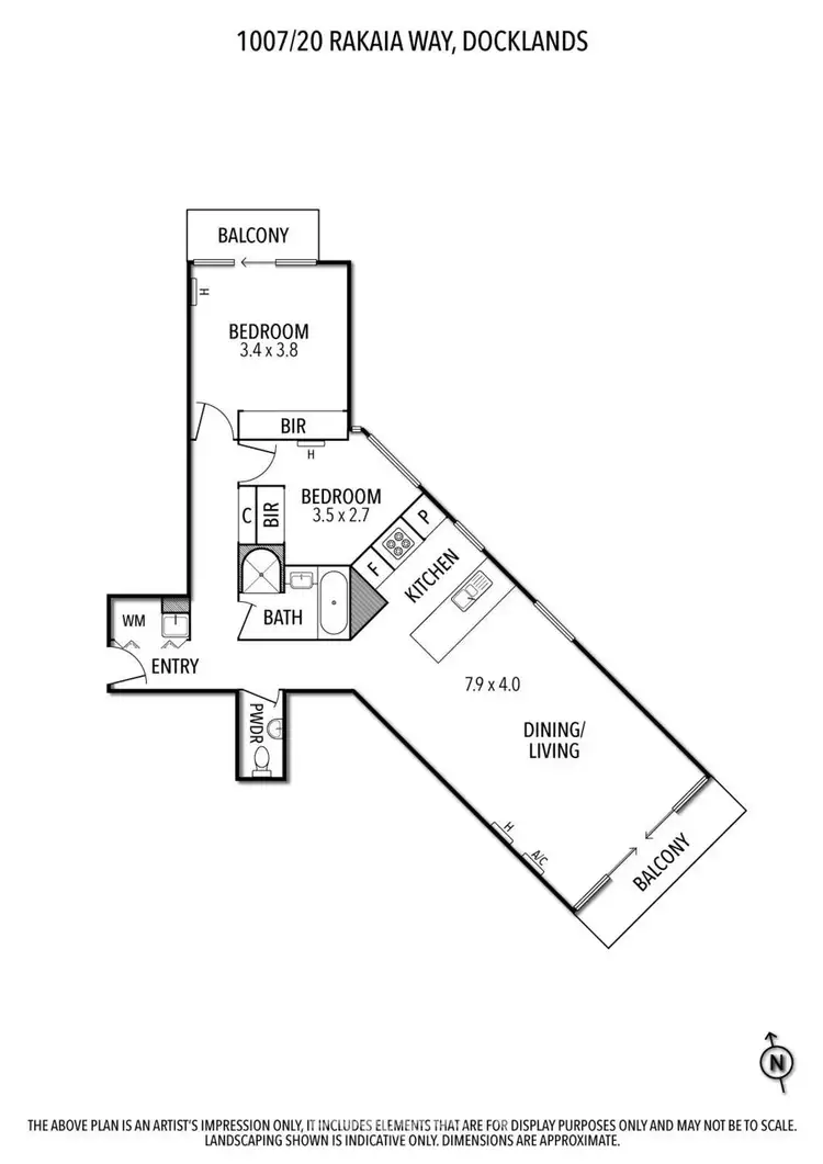 Floorplan of Homely apartment listing, 1007/20 Rakaia Way, Docklands VIC 3008