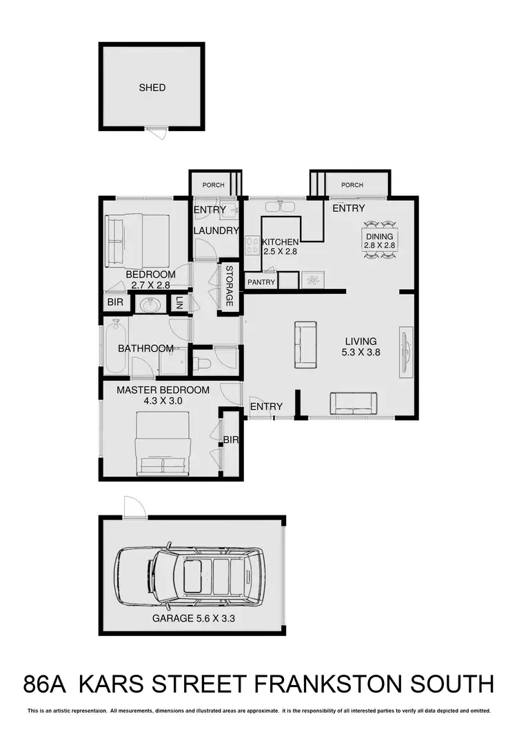Floorplan of Homely unit listing, 1/86A Kars Street, Frankston South VIC 3199