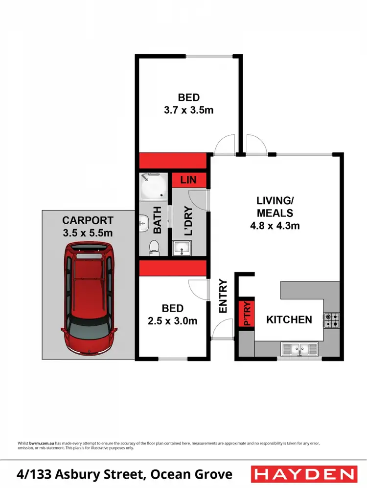 Floorplan of Homely unit listing, 4/133 Asbury Street, Ocean Grove VIC 3226