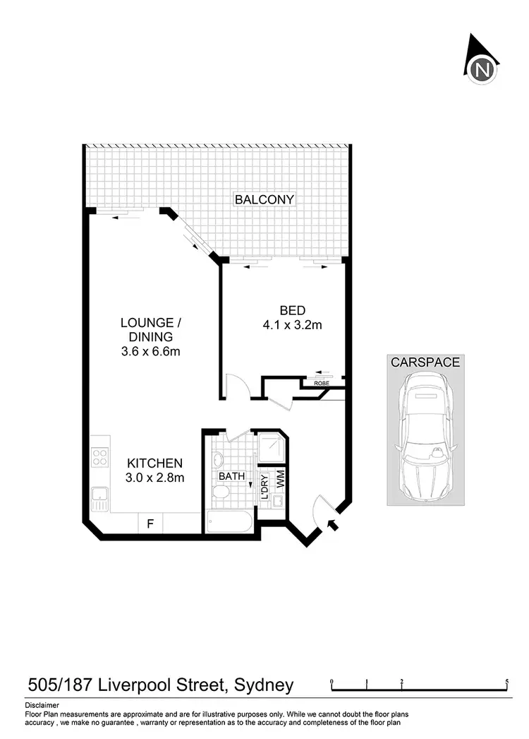 Floorplan of Homely apartment listing, 505/187 Liverpool Street, Sydney NSW 2000