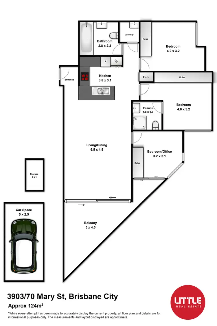 Floorplan of Homely apartment listing, 3903/70 Mary Street, Brisbane QLD 4000