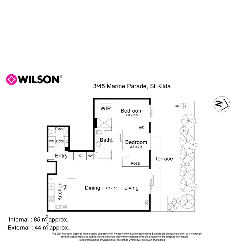 Floorplan of Homely apartment listing, 3/45 Marine Parade, St Kilda VIC 3182