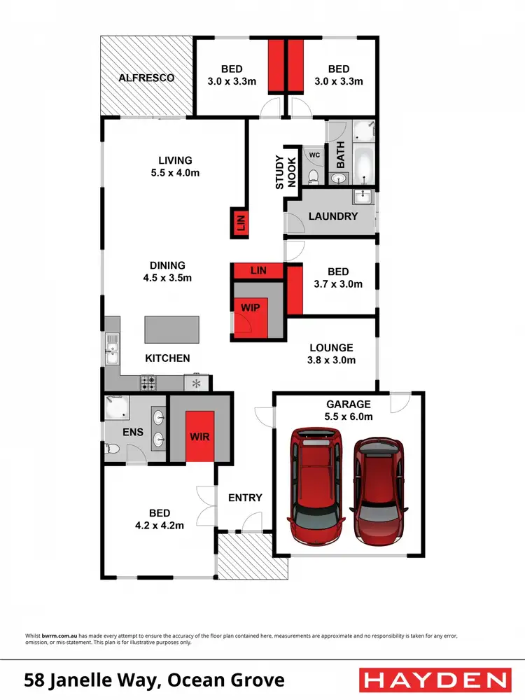 Floorplan of Homely house listing, 58 Janelle Way, Ocean Grove VIC 3226