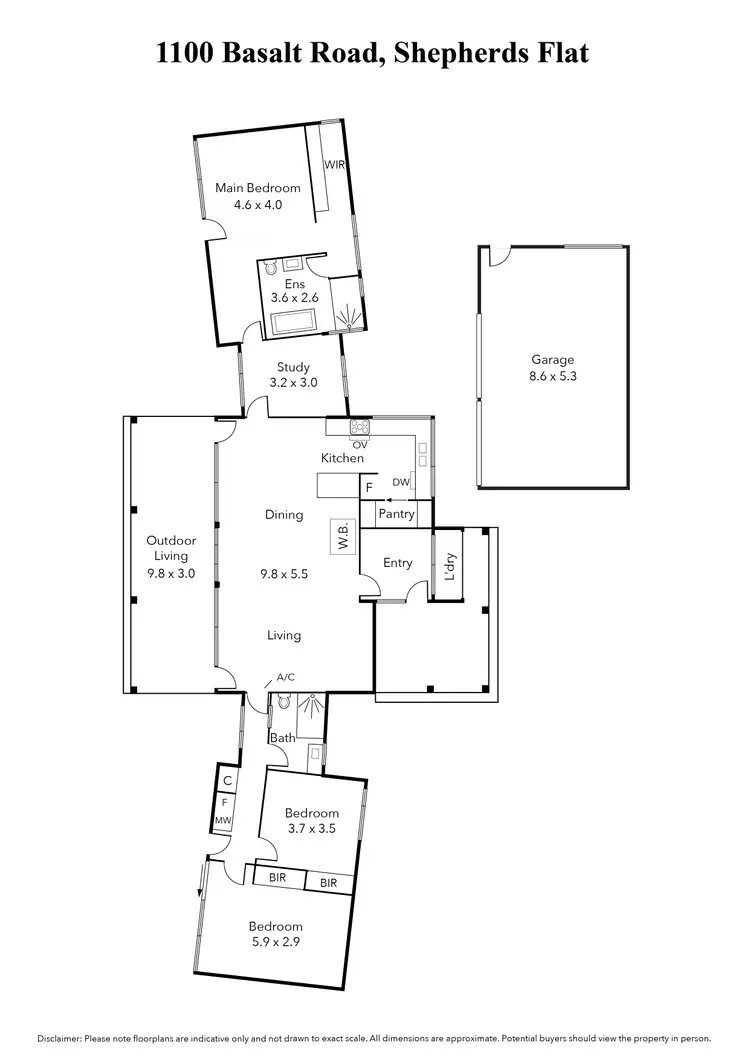 Floorplan of Homely house listing, 1100 Basalt Road, Shepherds Flat VIC 3461