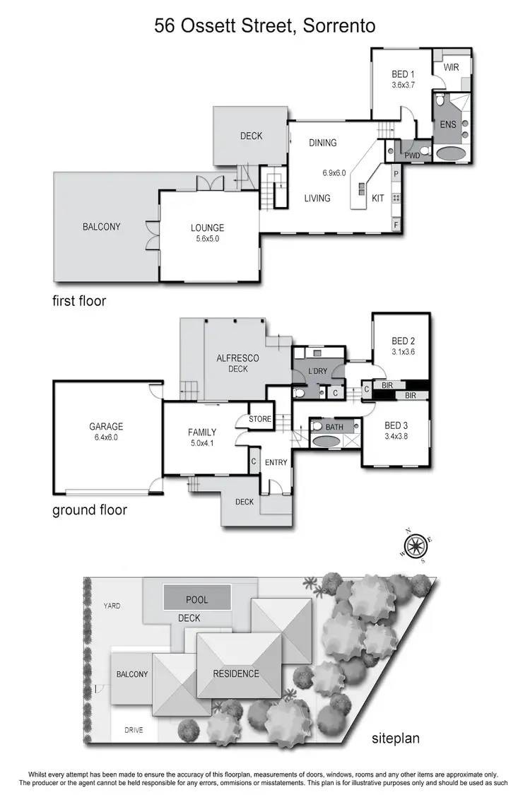 Floorplan of Homely house listing, 56 Ossett Street, Sorrento VIC 3943