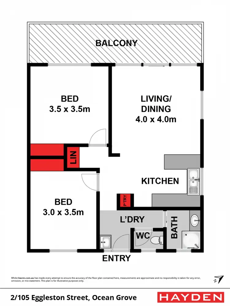 Floorplan of Homely unit listing, 2/105 Eggleston Street, Ocean Grove VIC 3226